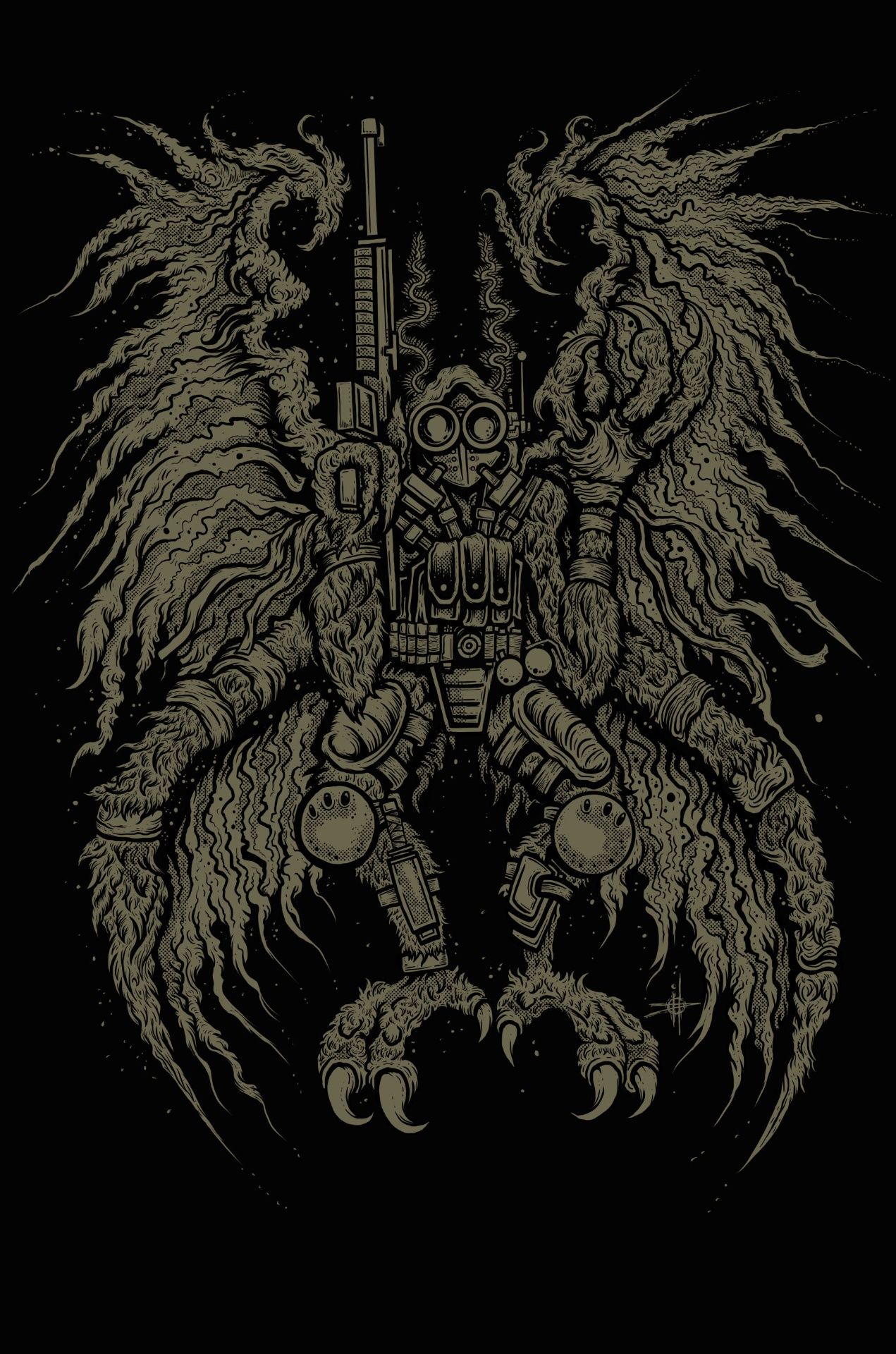 Mothman Military Variant - Cryptid Empire - Artwork by David J. Hardie